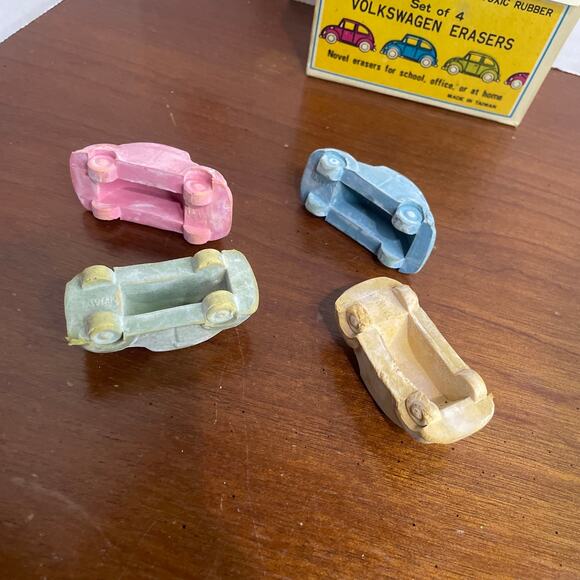 Vintage Volkswagen Erasers Non-toxic Rubber Set 4 Erasers For School Taiwain - Picture 5 of 7
